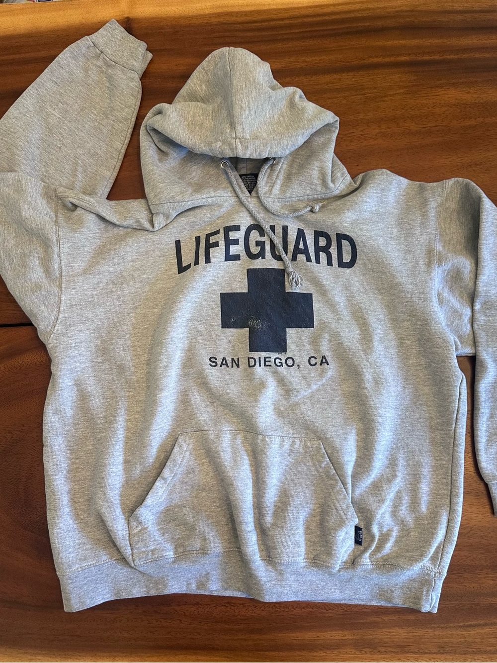 Vintage Lifeguard San Diego Gray Hooded Sweatshirt Large